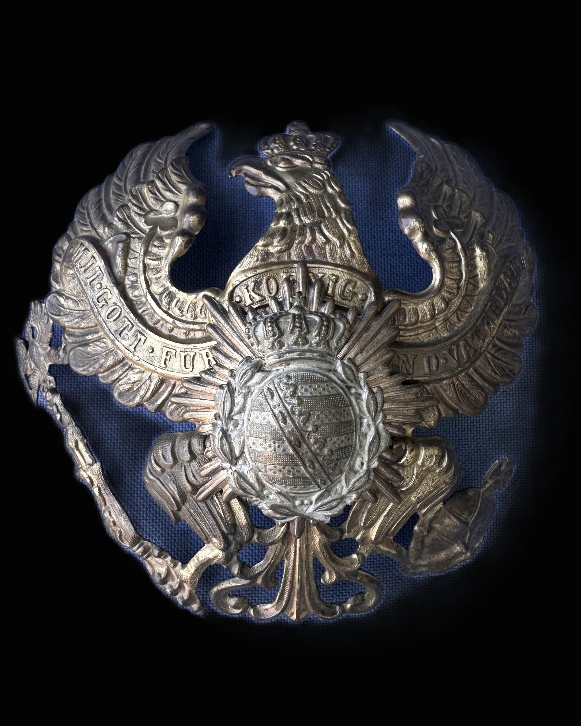 Saxon Officer Pickelhaube Front Plate (Wappen) – Königreich Sachsen Variant