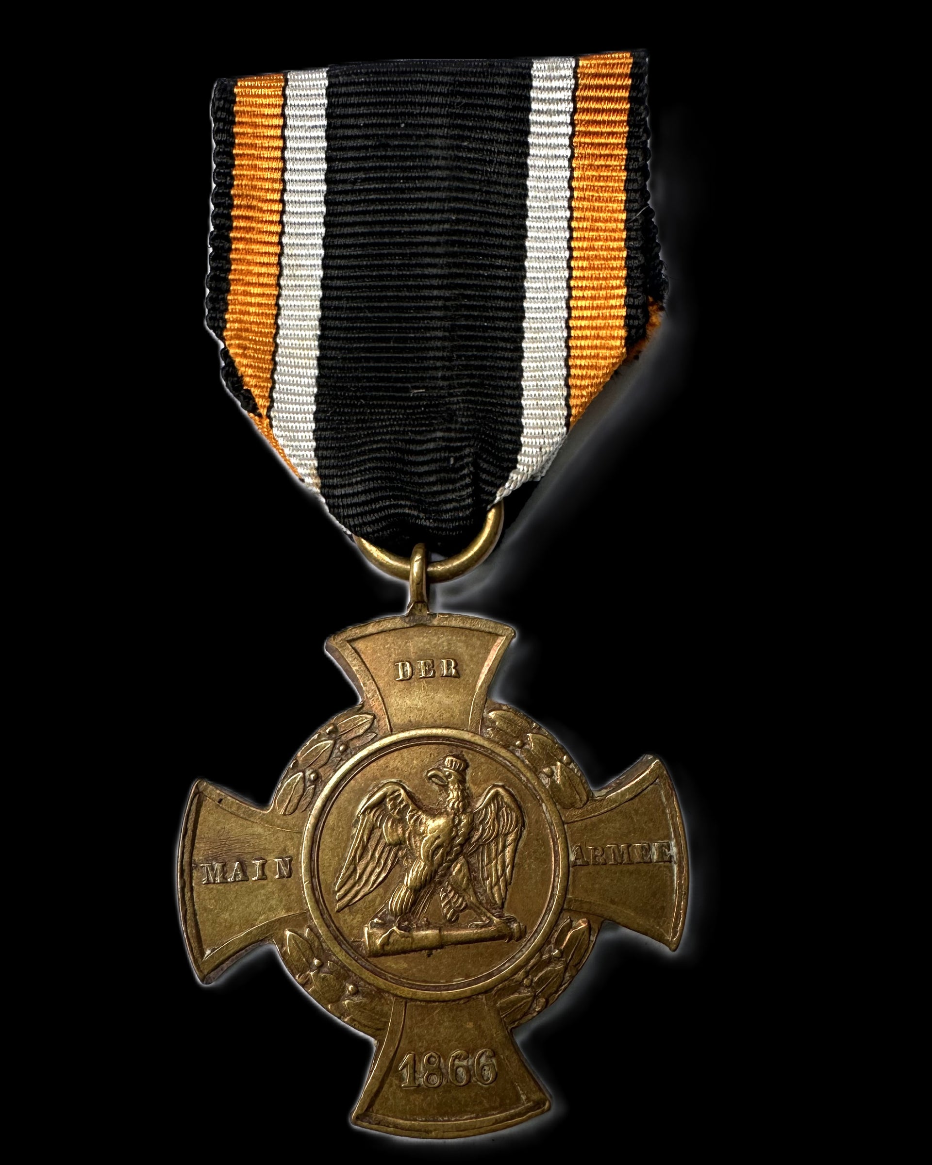 Prussian Main Army Campaign Cross – 1866 – Bronze with Original Ribbon