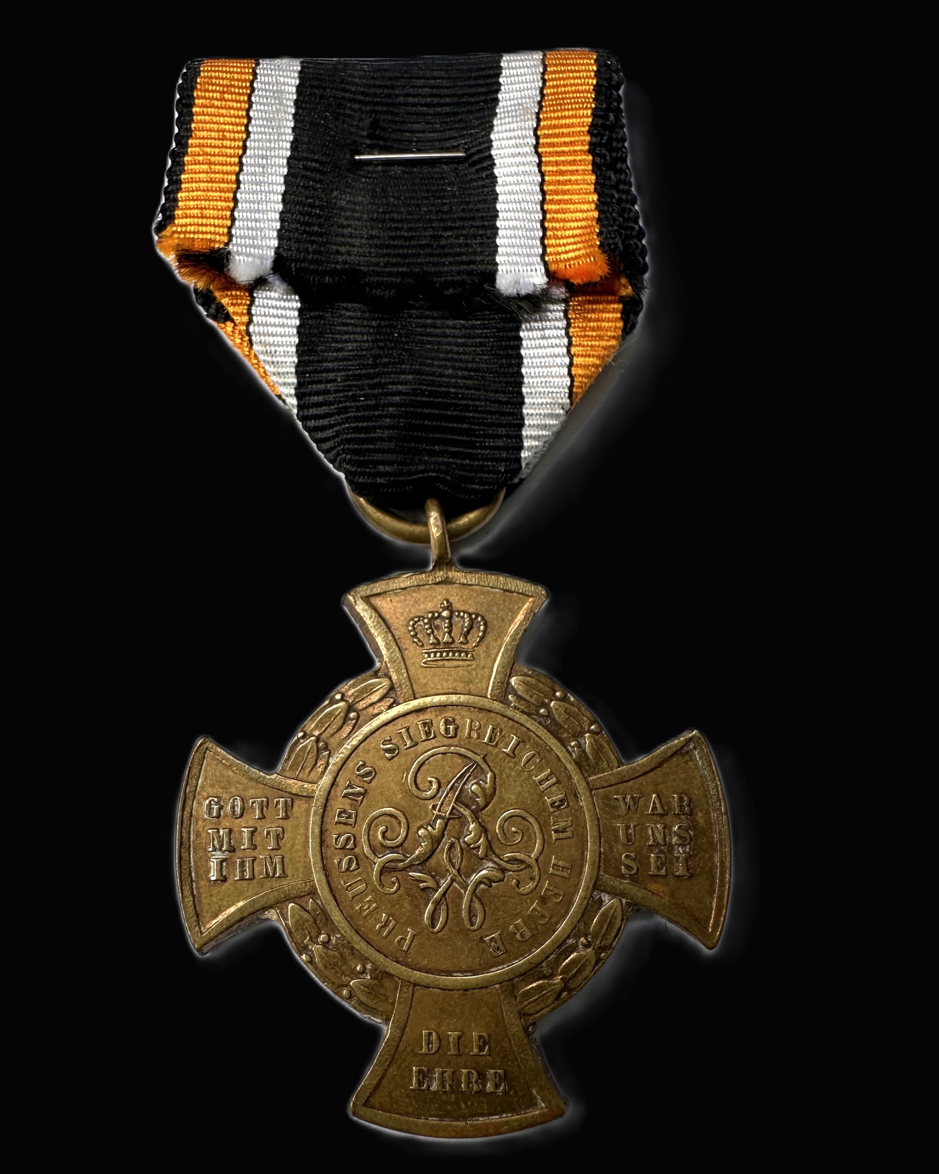 Prussian Main Army Campaign Cross – 1866 – Bronze with Original Ribbon