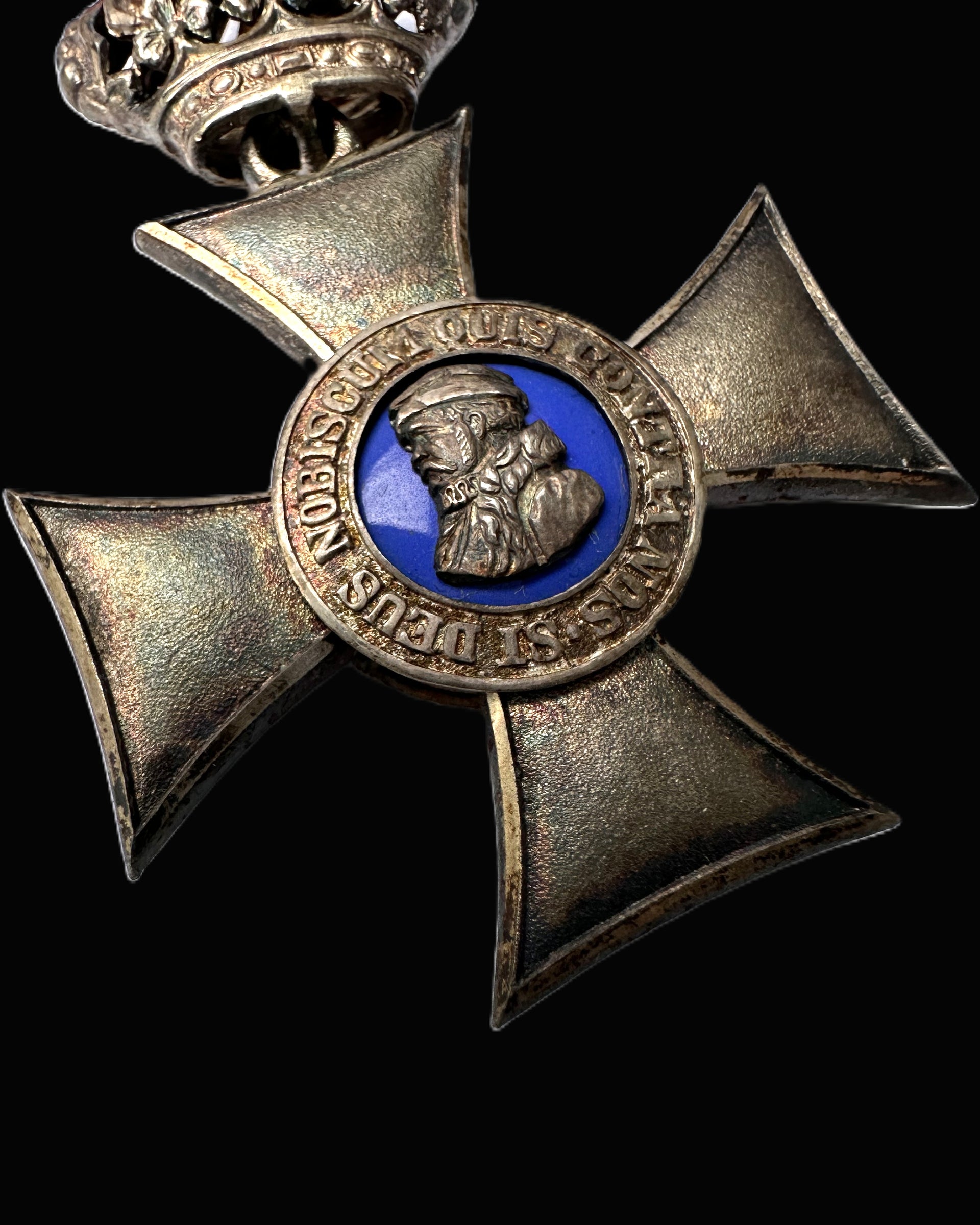 Hesse Ludwig Order Knight’s Cross with Crown – Blue Enamel Medallions