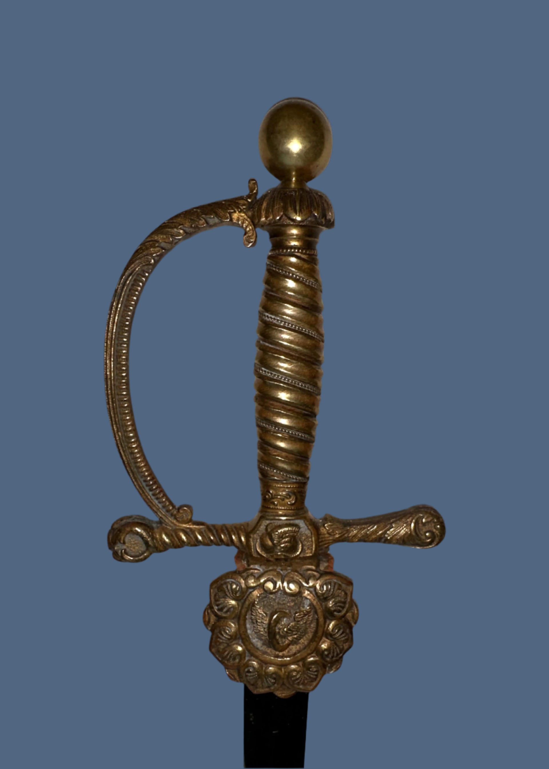 Imperial German Reichsbahn Official’s Sword – Gilt Floral Hilt with Engraved Scabbard Fittings