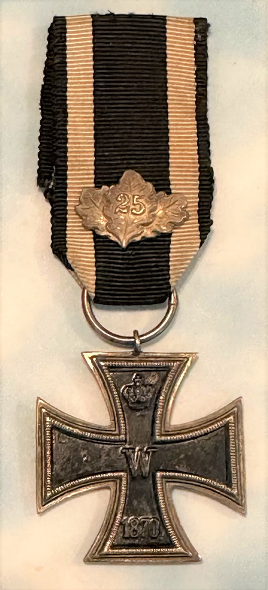 German 1870 Iron Cross 2nd Class Prinzengroße with 25 year oak leaves - Derrittmeister Militaria Group