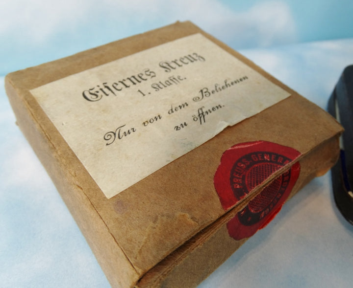 German Iron Cross 1914 1st Class with Original Presentation Case and Shipping Container - Derrittmeister Militaria Group