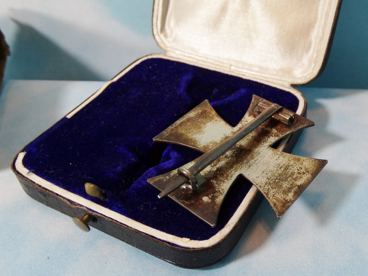 German Iron Cross 1914 1st Class with Original Presentation Case and Shipping Container - Derrittmeister Militaria Group