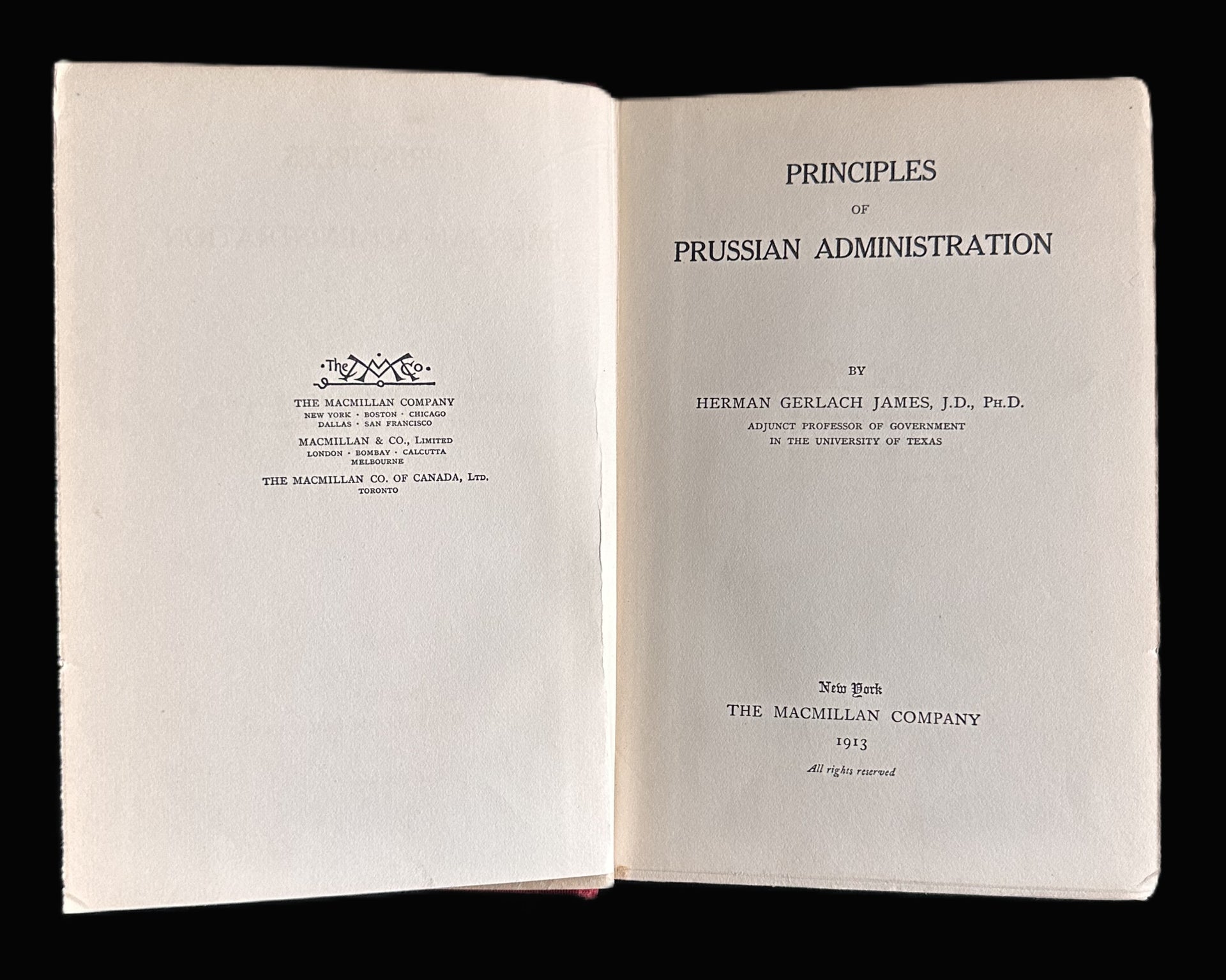 Principles of Prussian Administration, 1913, Author Inscribed