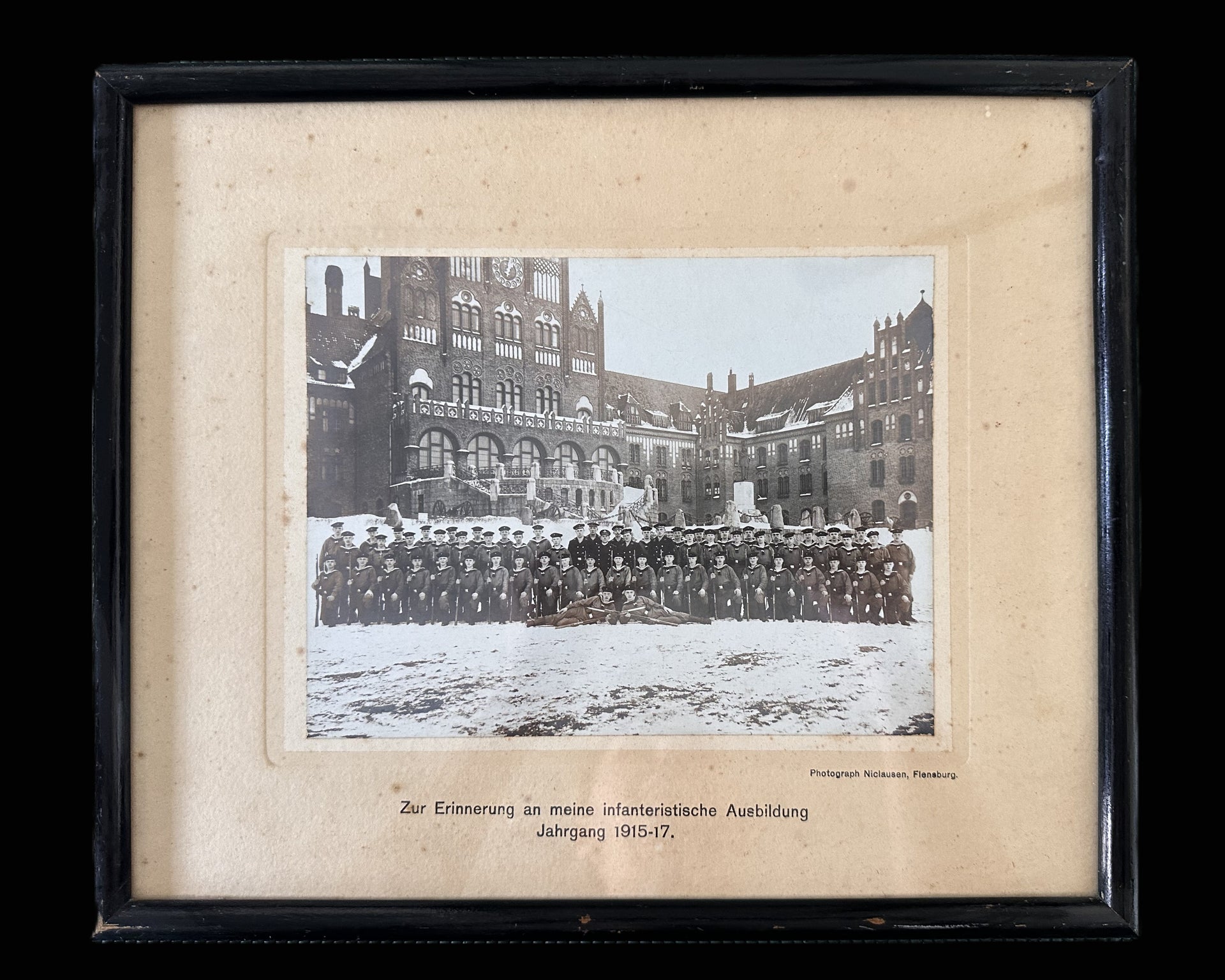 WWI German Infantry Training Commemorative Photograph – Flensburg 1915–1917
