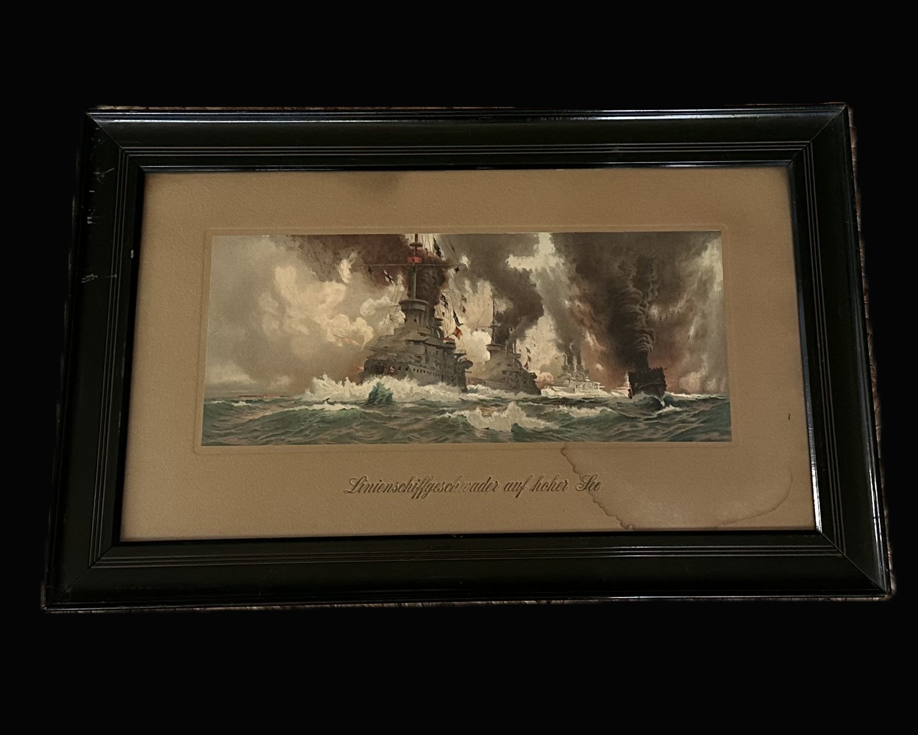 Framed Lithograph – Linienschiffgeschwader auf hoher See (Battleship Squadron on the High Seas)