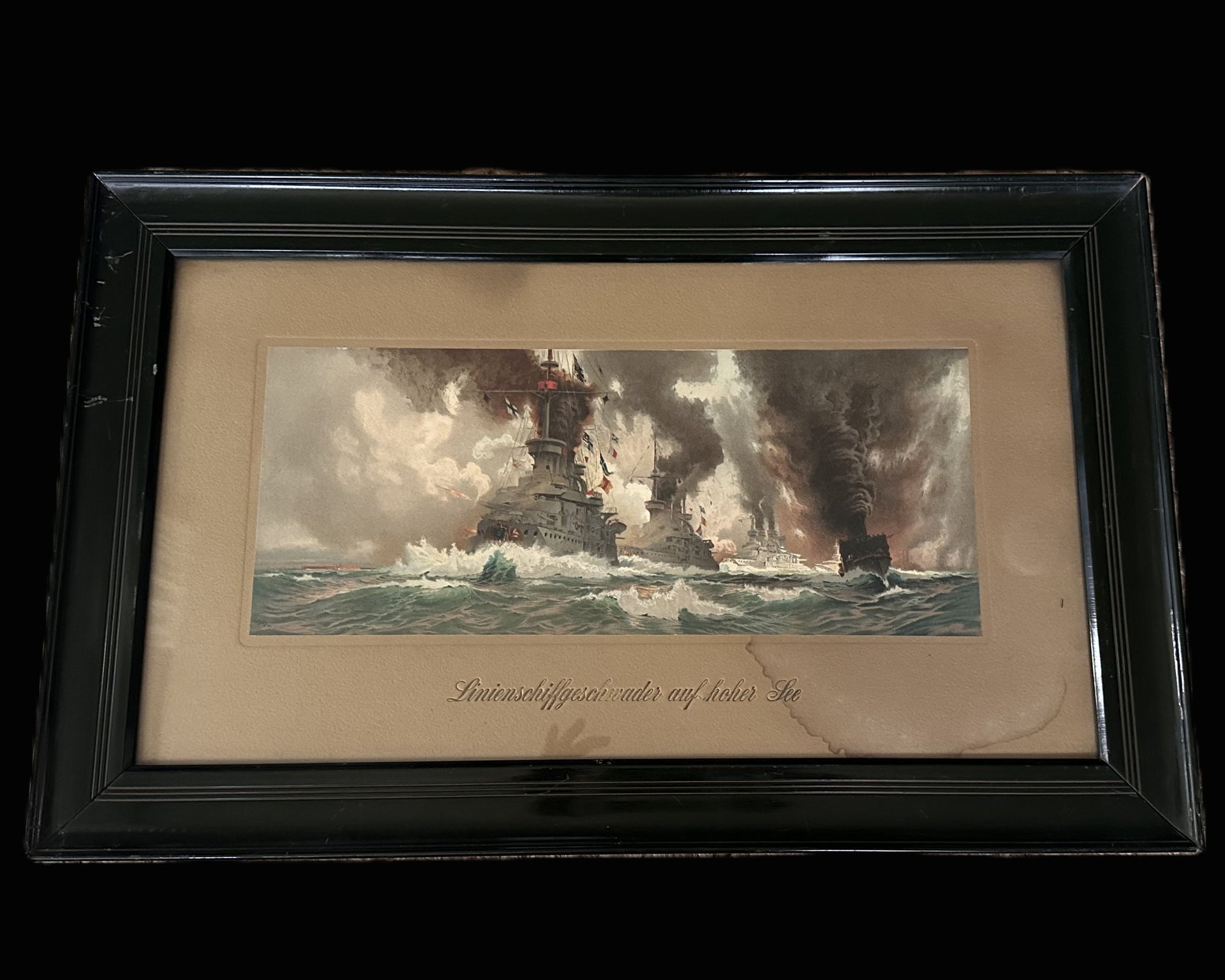Framed Lithograph – Linienschiffgeschwader auf hoher See (Battleship Squadron on the High Seas)