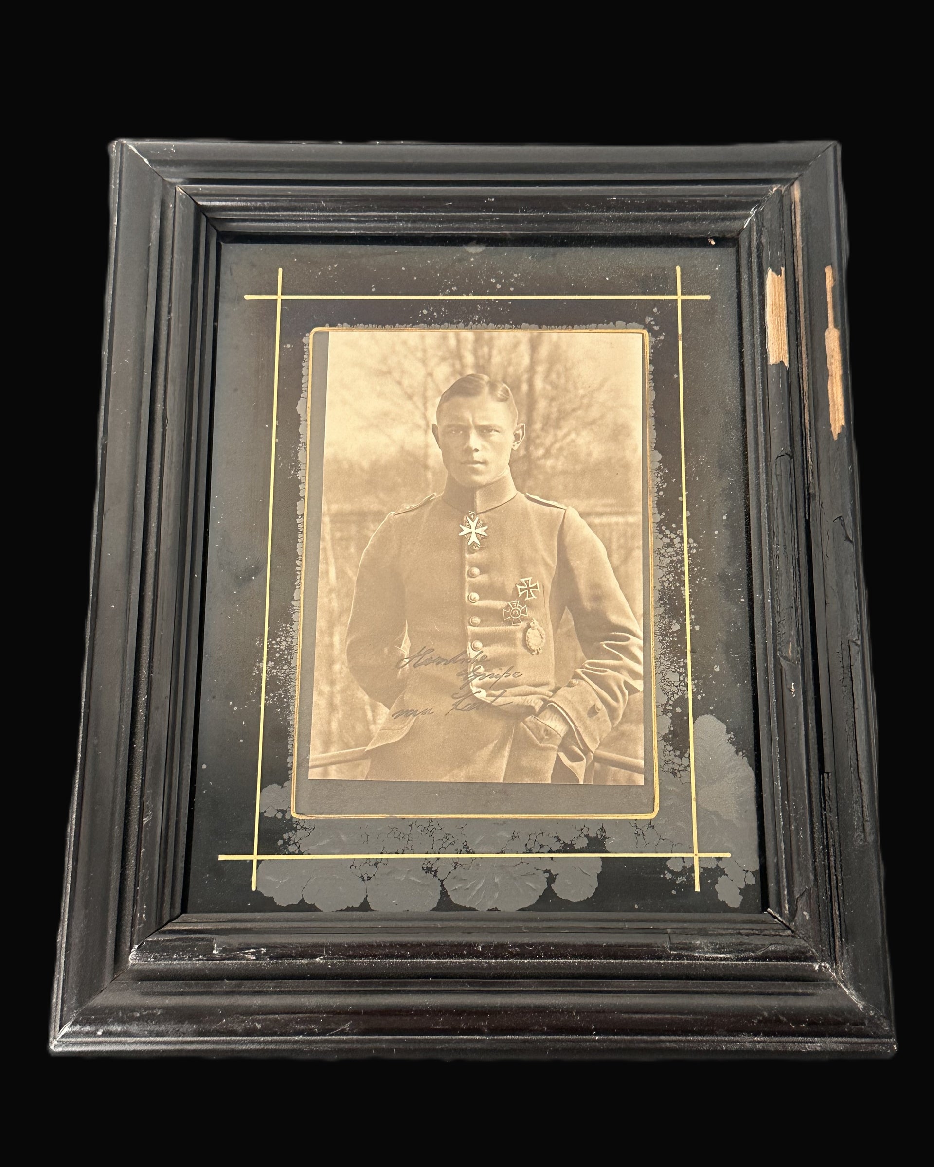 Autographed Photograph of Karl Allmenröder – Imperial German Ace, 1917 – Original Framed Display