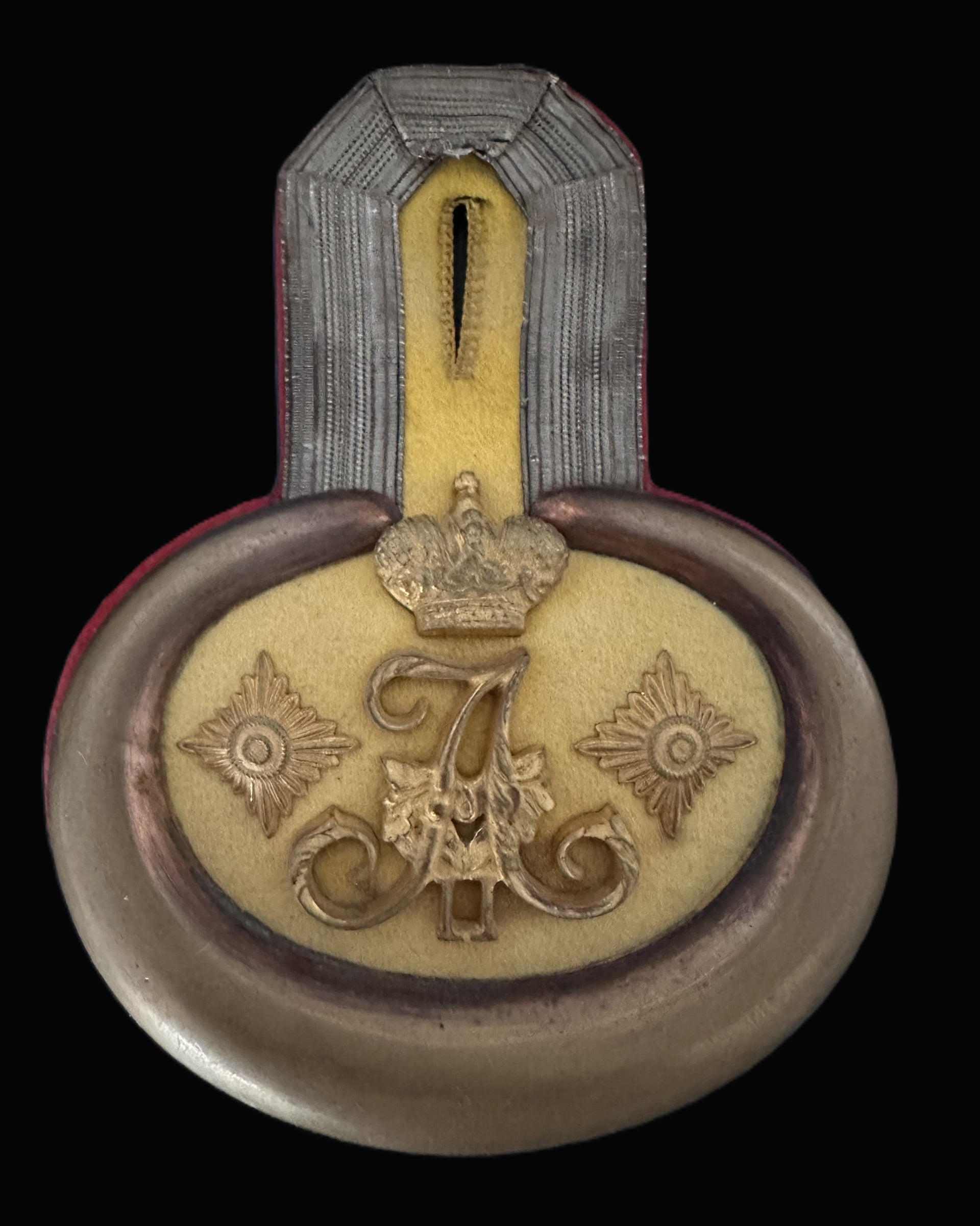 Imperial Russian Officer’s Epaulettes with Crowned Monogram “A” – Likely Tsar Alexander II or III