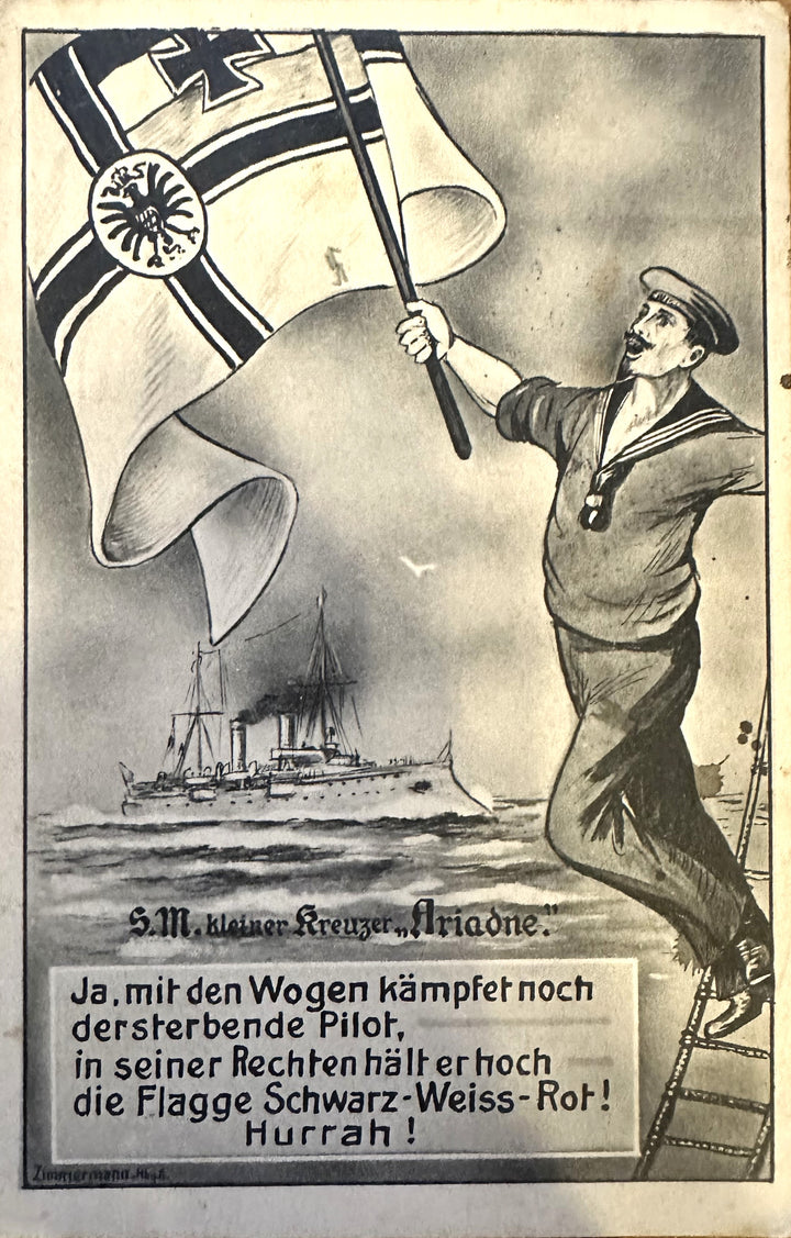 Patriotic Navy Postcard - S.M.S. Ariadne - Derrittmeister Militaria Group