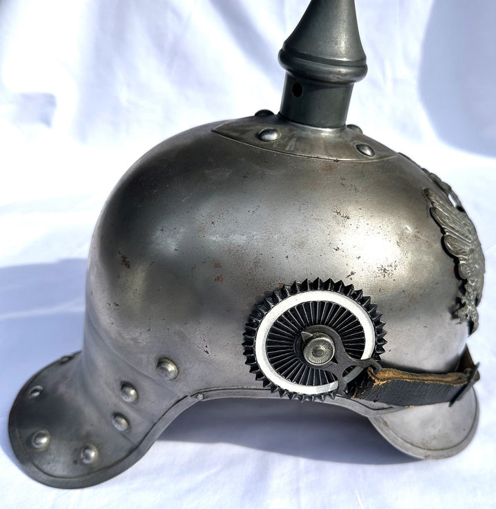 Prussia Spiked Helmet Metal for Enlisted Man in Cuirassier - Derrittmeister Militaria Group