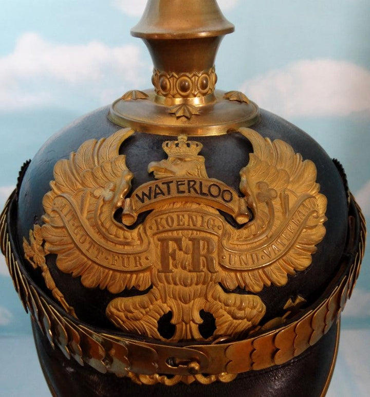 Prussia Pickelhaube / Spiked Helmet for Officer in Infanterie Rgt NR 74, NR 77, NR 78, NR 164, or NR 165 - Derrittmeister Militaria