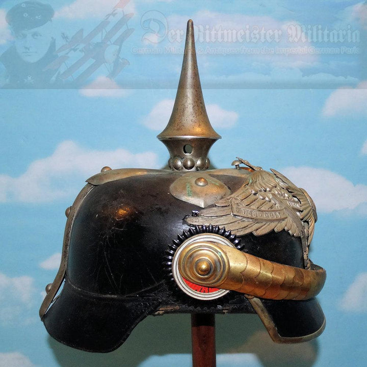 Prussia Pickelhaube / Spiked Helmet for OYV (one year volunteer) in 2 Garde-Dragoner-Regiment Kaiserin Alexandra von Rußland - Derrittmeister Militaria