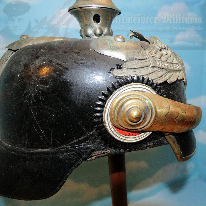 Prussia Pickelhaube / Spiked Helmet for OYV (one year volunteer) in 2 Garde-Dragoner-Regiment Kaiserin Alexandra von Rußland - Derrittmeister Militaria
