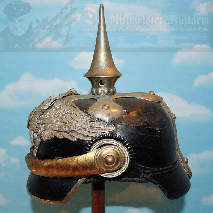 Prussia Pickelhaube / Spiked Helmet for OYV (one year volunteer) in 2 Garde-Dragoner-Regiment Kaiserin Alexandra von Rußland - Derrittmeister Militaria