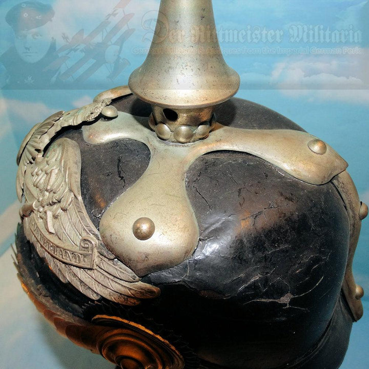 Prussia Pickelhaube / Spiked Helmet for OYV (one year volunteer) in 2 Garde-Dragoner-Regiment Kaiserin Alexandra von Rußland - Derrittmeister Militaria