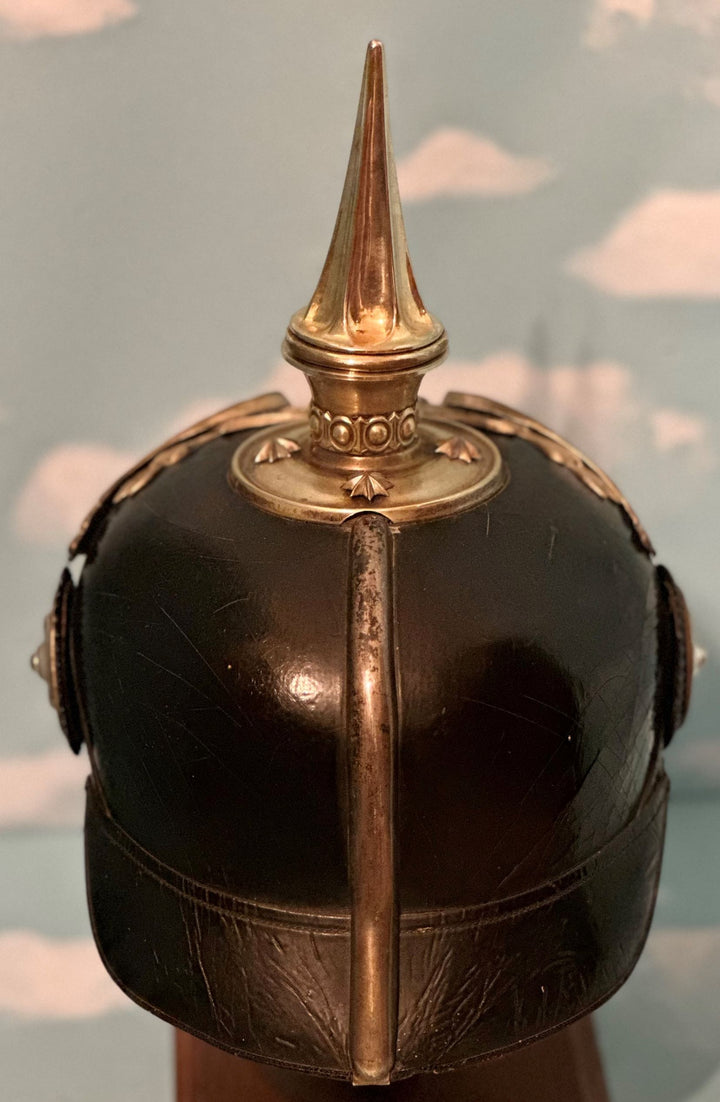 Prussia Pickelhaube / Spiked Helmet for Officer in 1. Garde-Rgt ZU FUß with Semper Talis Bandeau - Derrittmeister Militaria Group