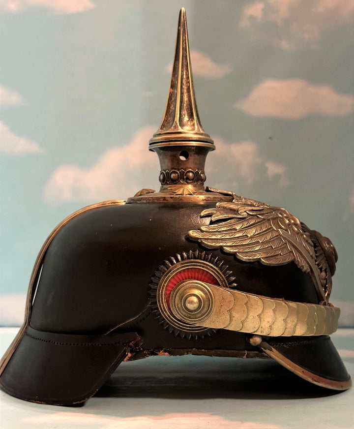 Prussia Pickelhaube / Spiked Helmet for Officer in 1. Garde Rgt Zu Fus with Semper Talis Bandeau - Derrittmeister Militaria Group