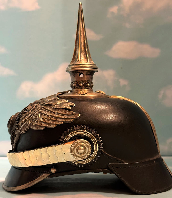 Prussia Pickelhaube / Spiked Helmet for Officer in 1. Garde Rgt Zu Fus with Semper Talis Bandeau - Derrittmeister Militaria Group