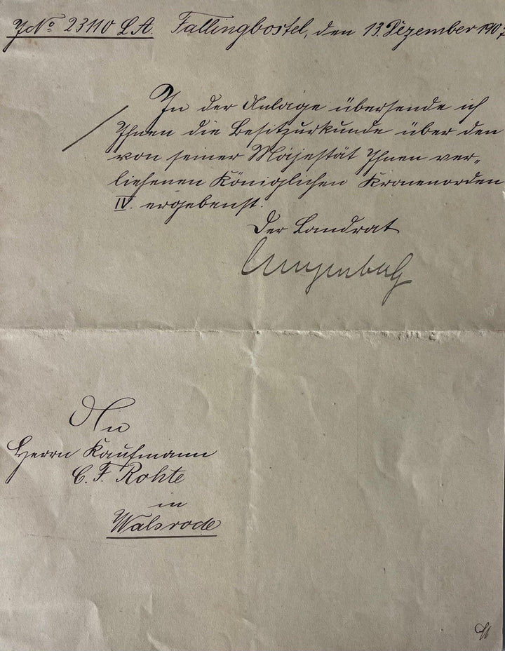 Prussia Award and Document Red Eagle Order 4th Class Carl Friedrich Rohte - Derrittmeister Militaria