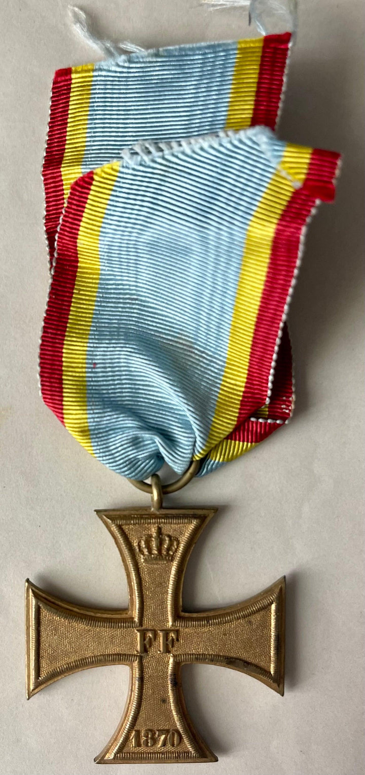 Mecklenburg Schweirn 1870 Military Service Cross 2nd Class and Urkunde Wilhelm Meyer. - Derrittmeister Militaria