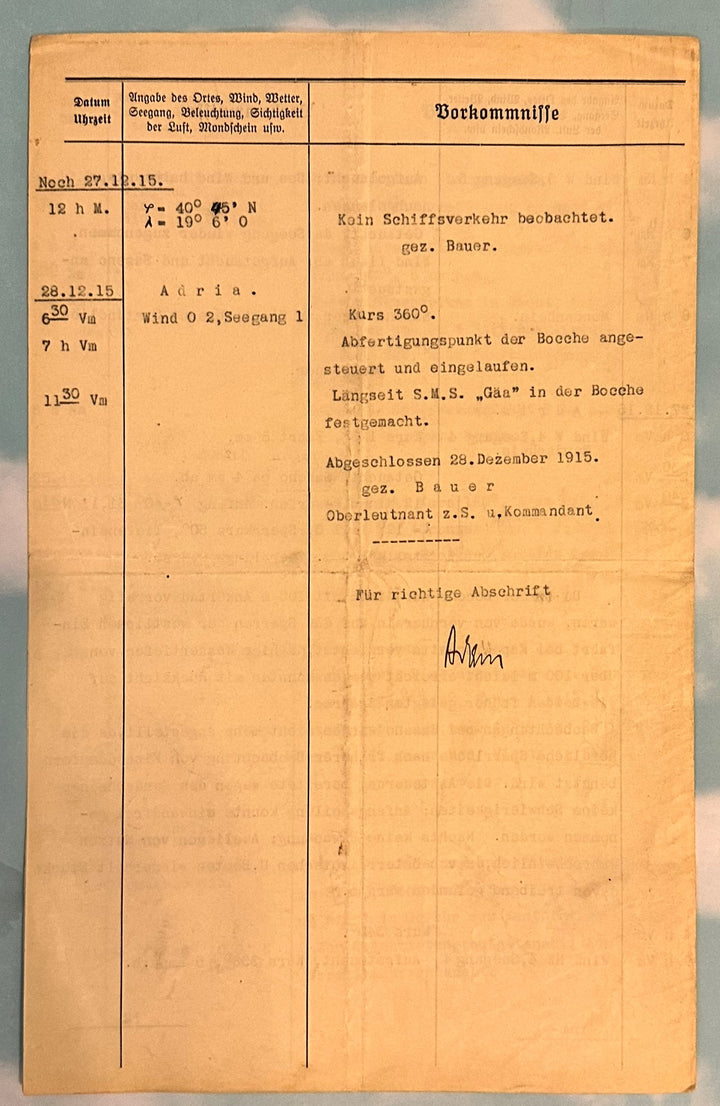 German U Boot UC 14 Kriegstagbuch (WAR DIARY) for Oberleutnant zur See Bauer - Derrittmeister Militaria Group