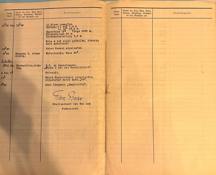 German U Boot UC 14 Kriegstagbuch (WAR DIARY) for Oberleutnant zur See Franz Becker - Derrittmeister Militaria Group