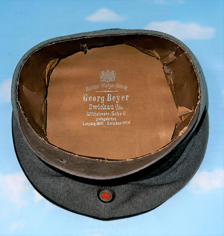 Saxon Schirmmütze / Visor Cap for Officer in Jäger-Bataillone in feldgrau - Derrittmeister Militaria Group
