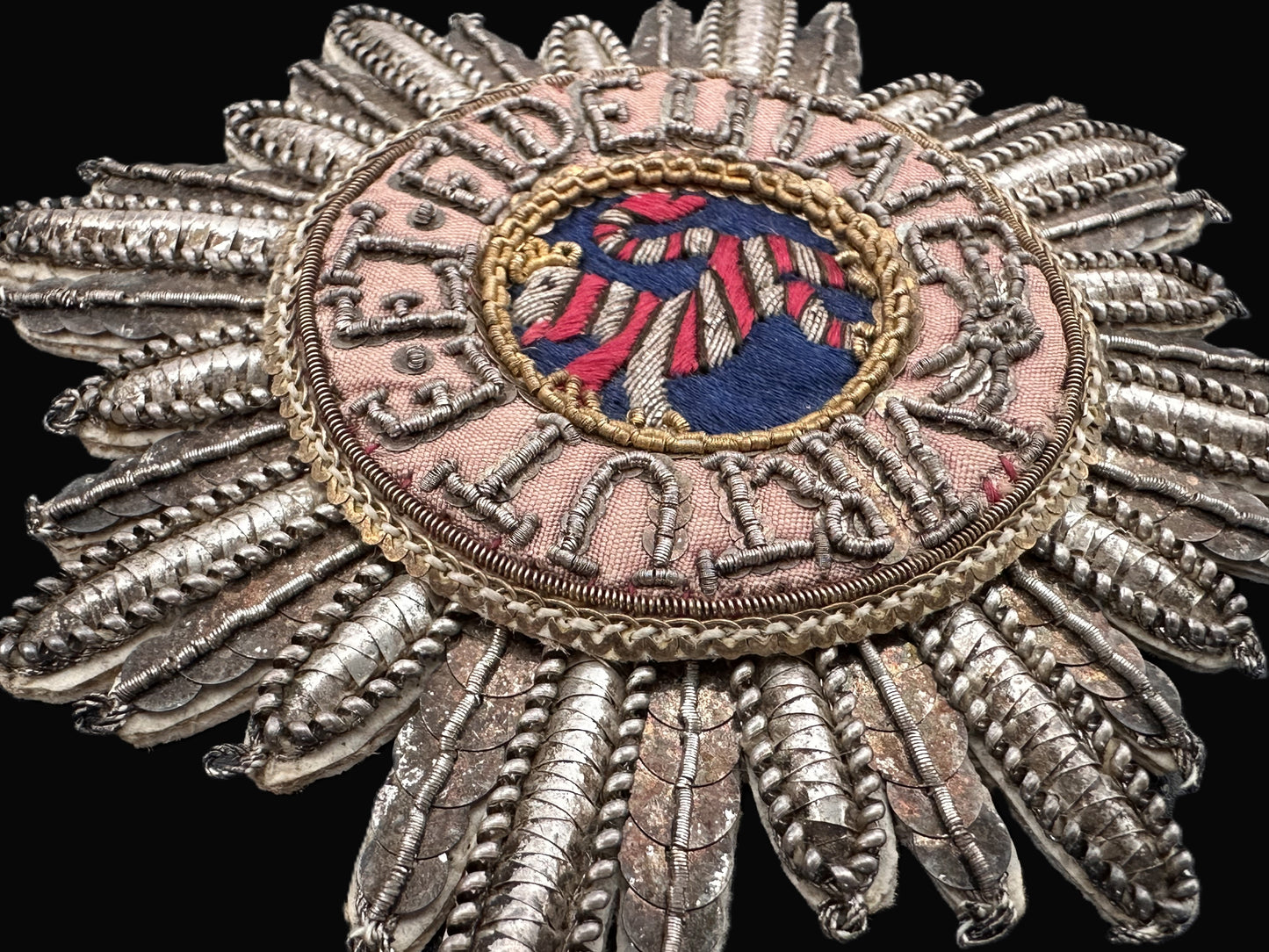 Imperial German Embroidered Breast Star with the Motto "Virtute et Fidelitate"