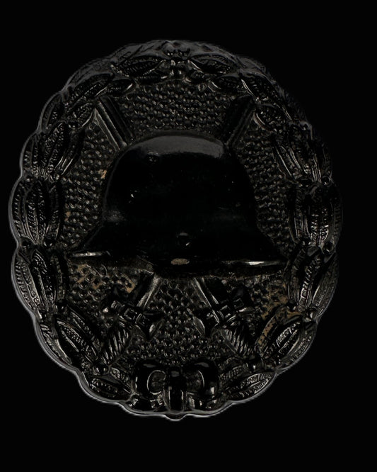 WWI German Black Wound Badge – Steel Grade with Pinback, Unmarked
