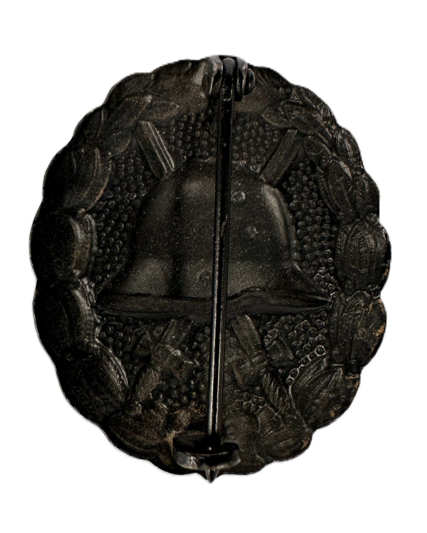 WWI German Black Wound Badge – Steel Grade with Pinback, Unmarked