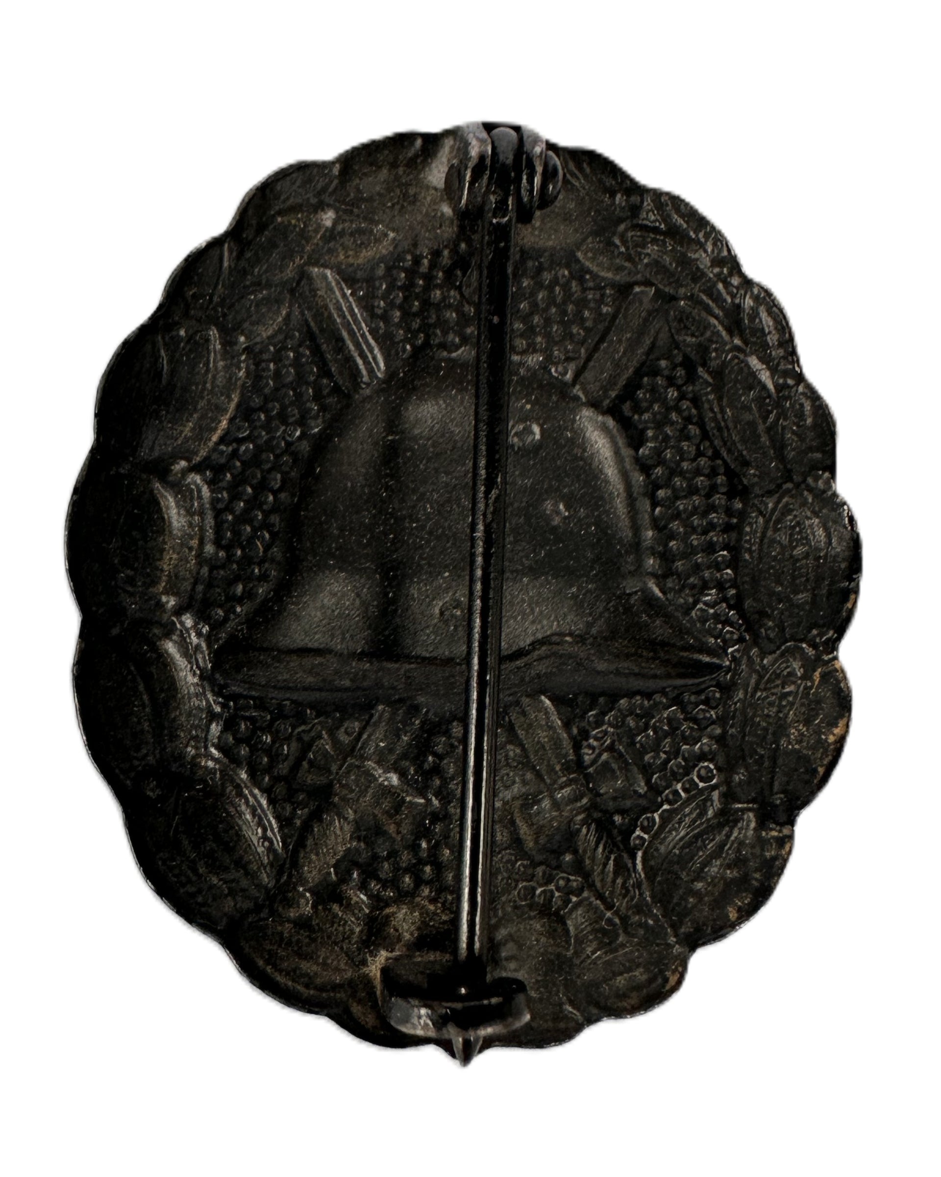 WWI German Black Wound Badge – Steel Grade with Pinback, Unmarked