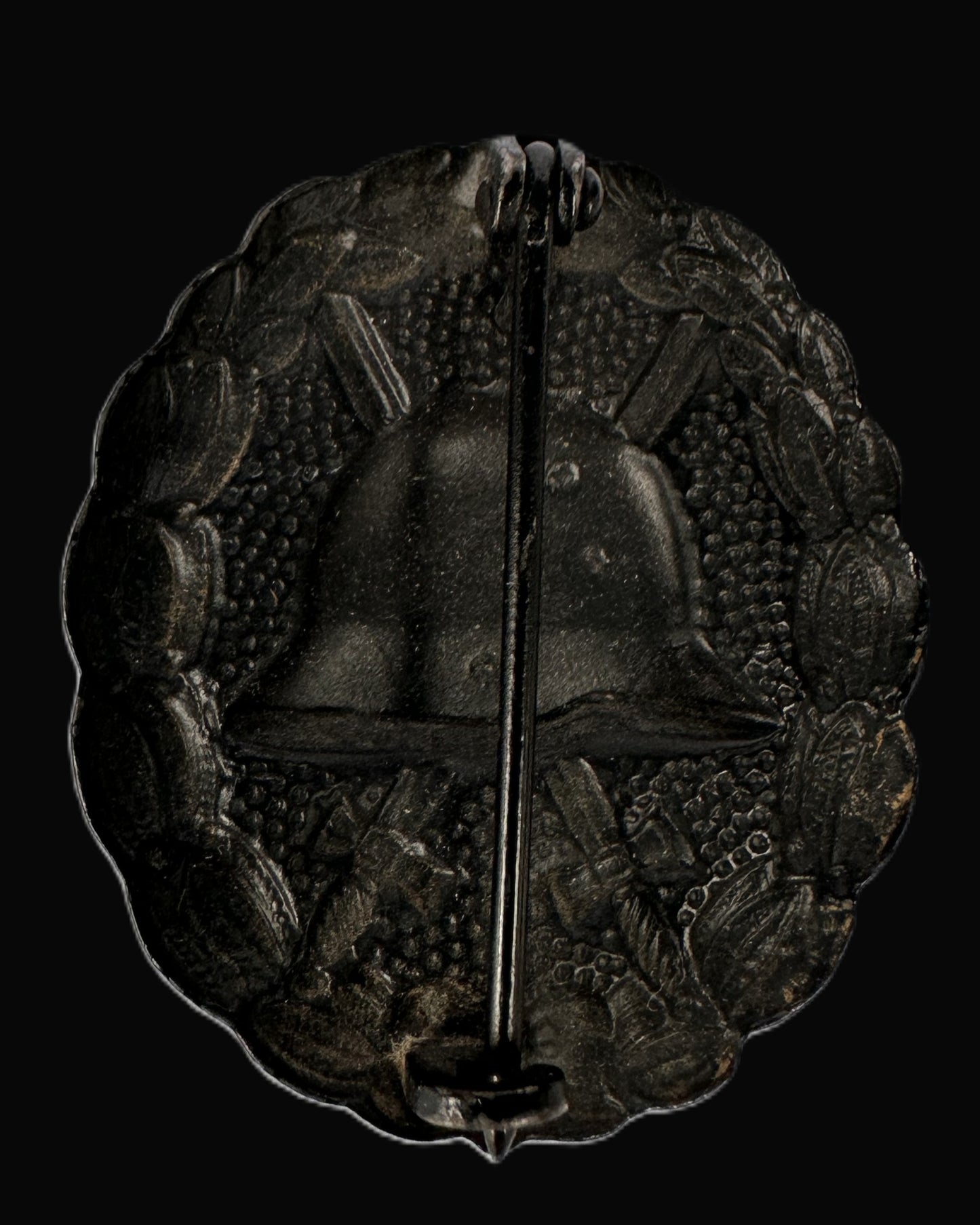 WWI German Black Wound Badge – Steel Grade with Pinback, Unmarked