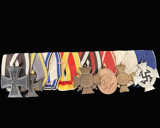 German Medal Bar with Six Awards and Eight Ribbons