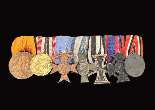 Imperial German Medal Bar – Seven Decorations Representing a Distinguished Military Career