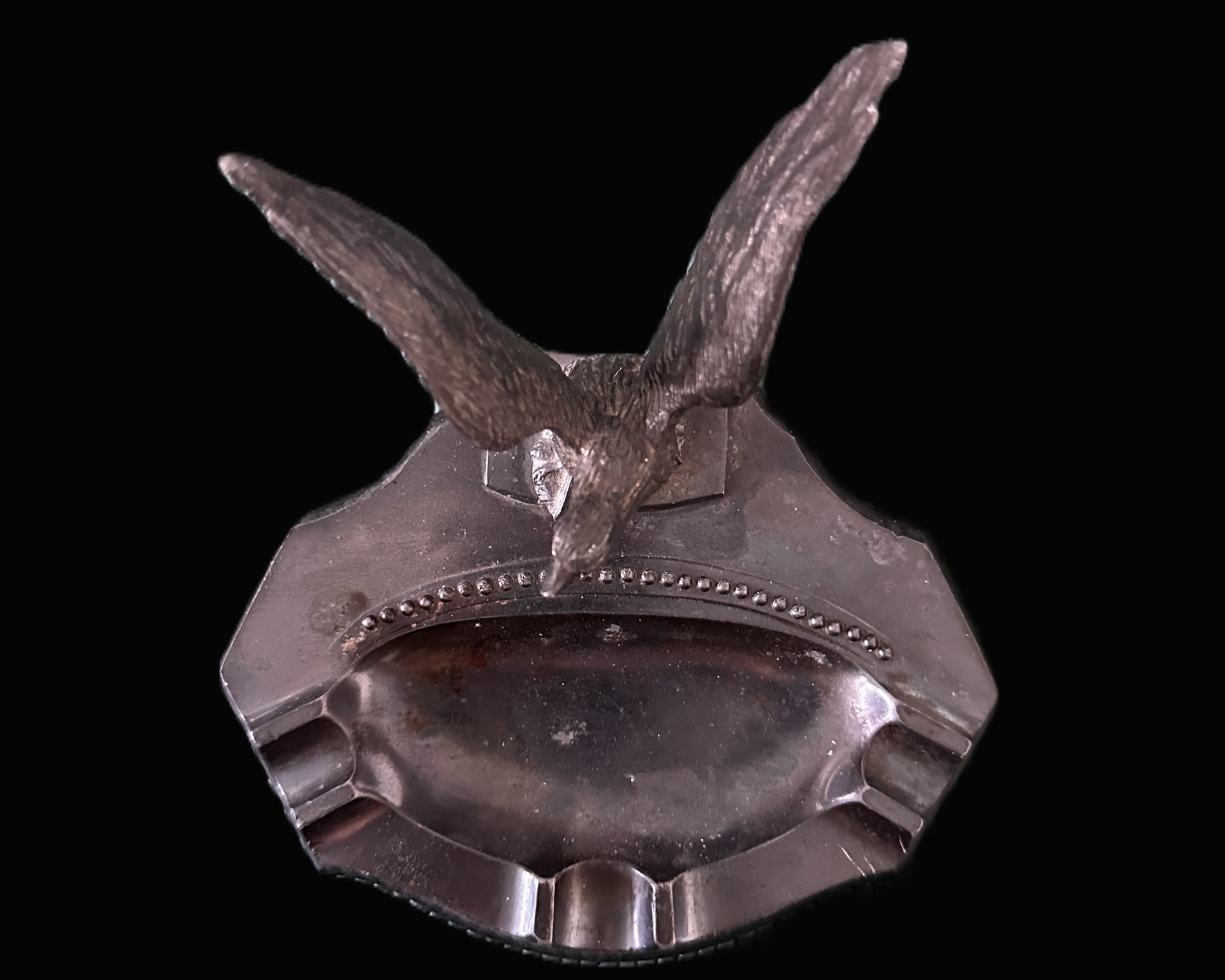 Vintage German Eagle-Themed Metal Ashtray – Likely WWI Era or Early 20th Century