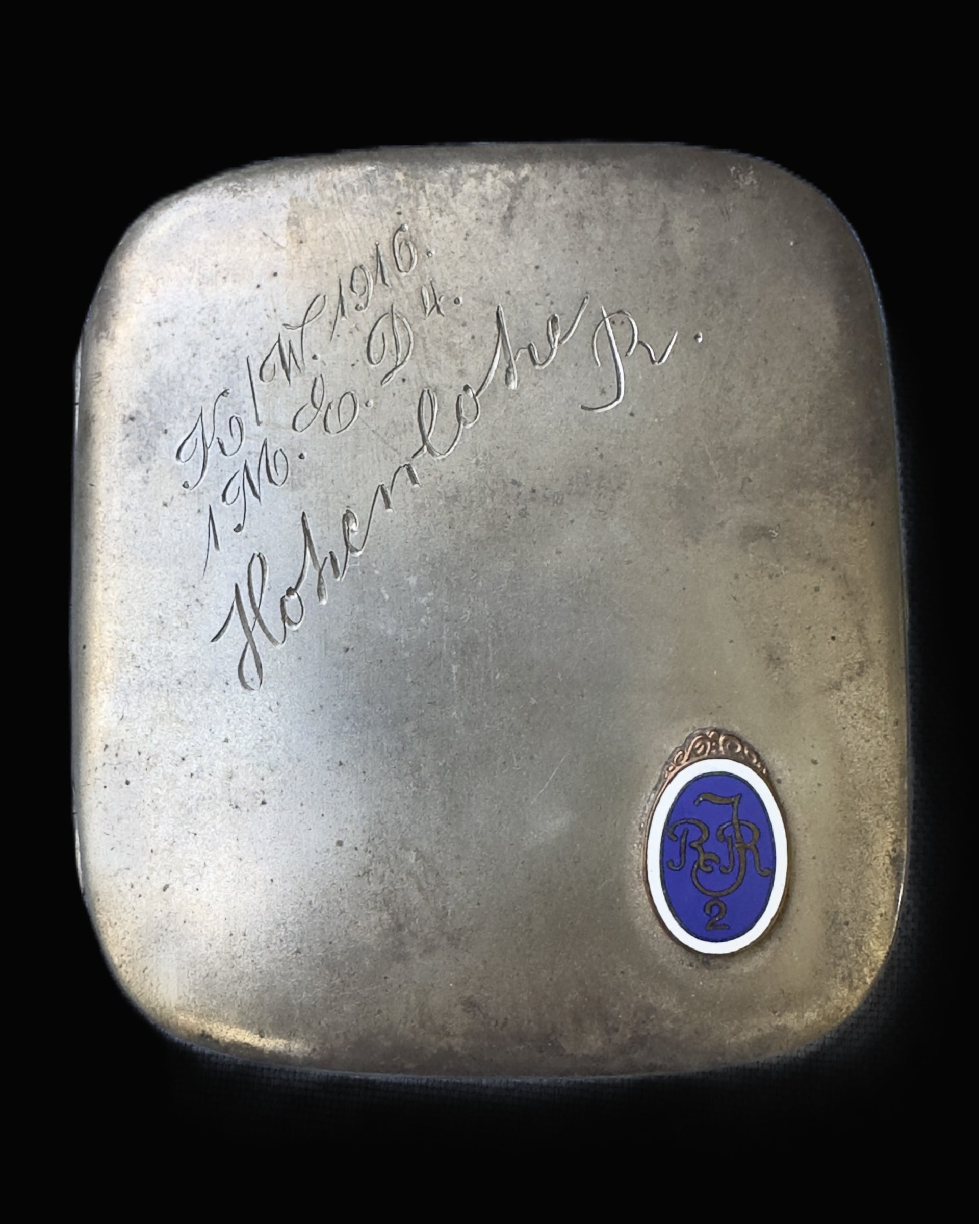 Imperial Wuerttemberg WWI Silver Cigarette Case Prinz Hohenlohe Officer 1916