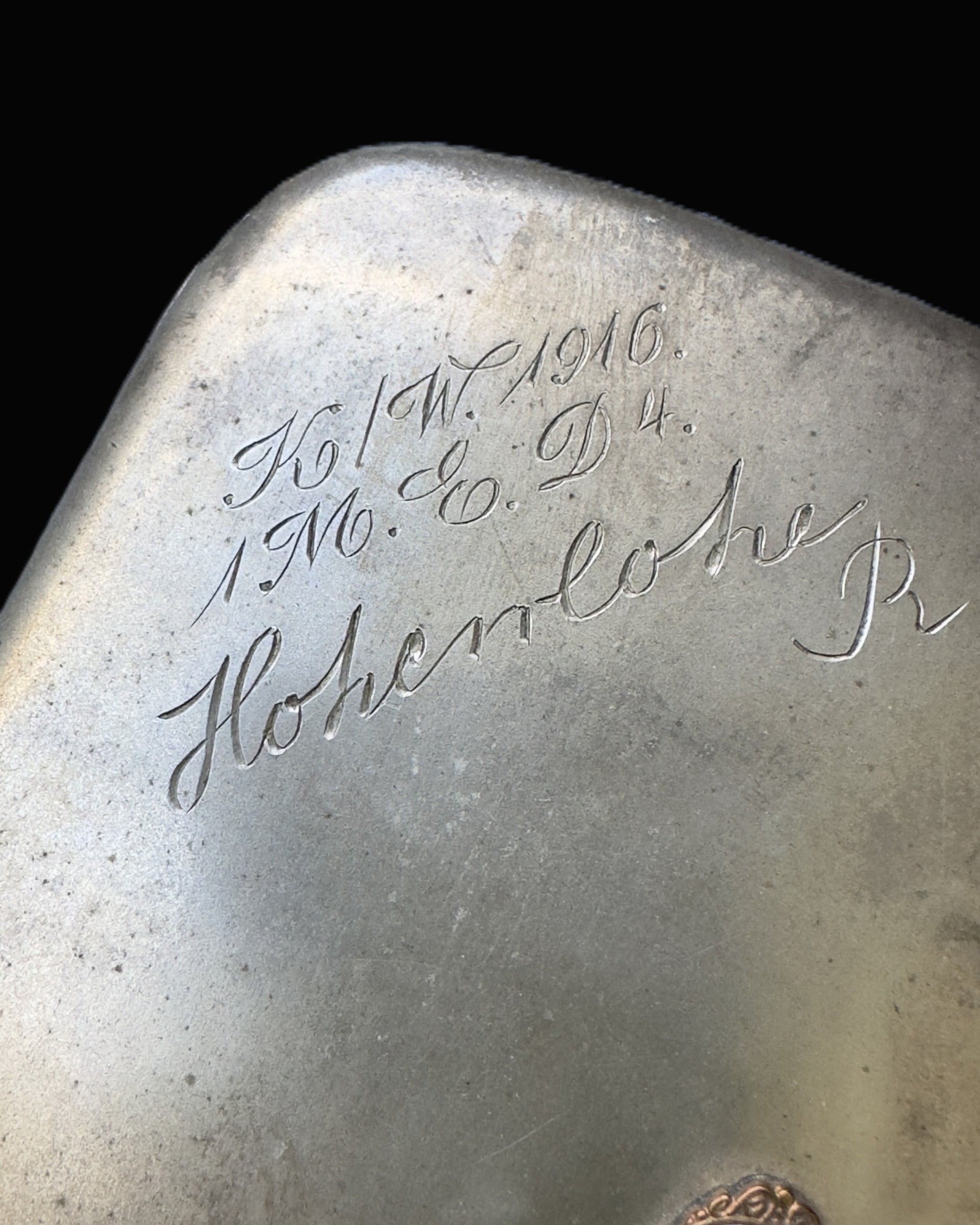 Imperial Wuerttemberg WWI Silver Cigarette Case Prinz Hohenlohe Officer 1916