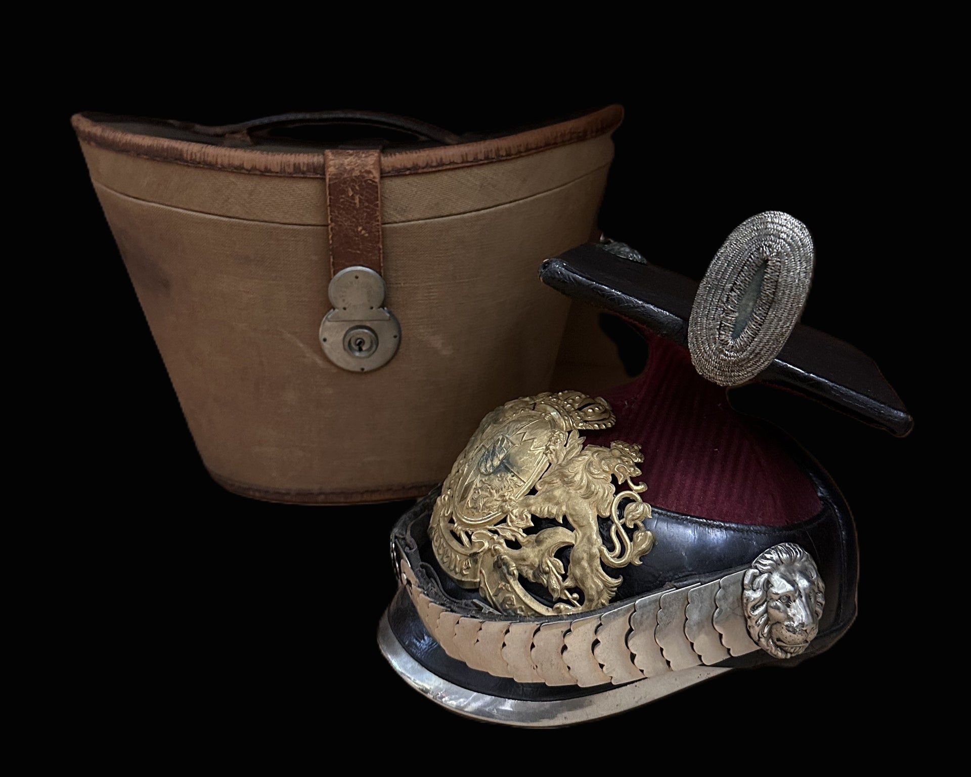 Bavarian Officer’s Tschapka with Case – Kavallerie Officer’s Helmet