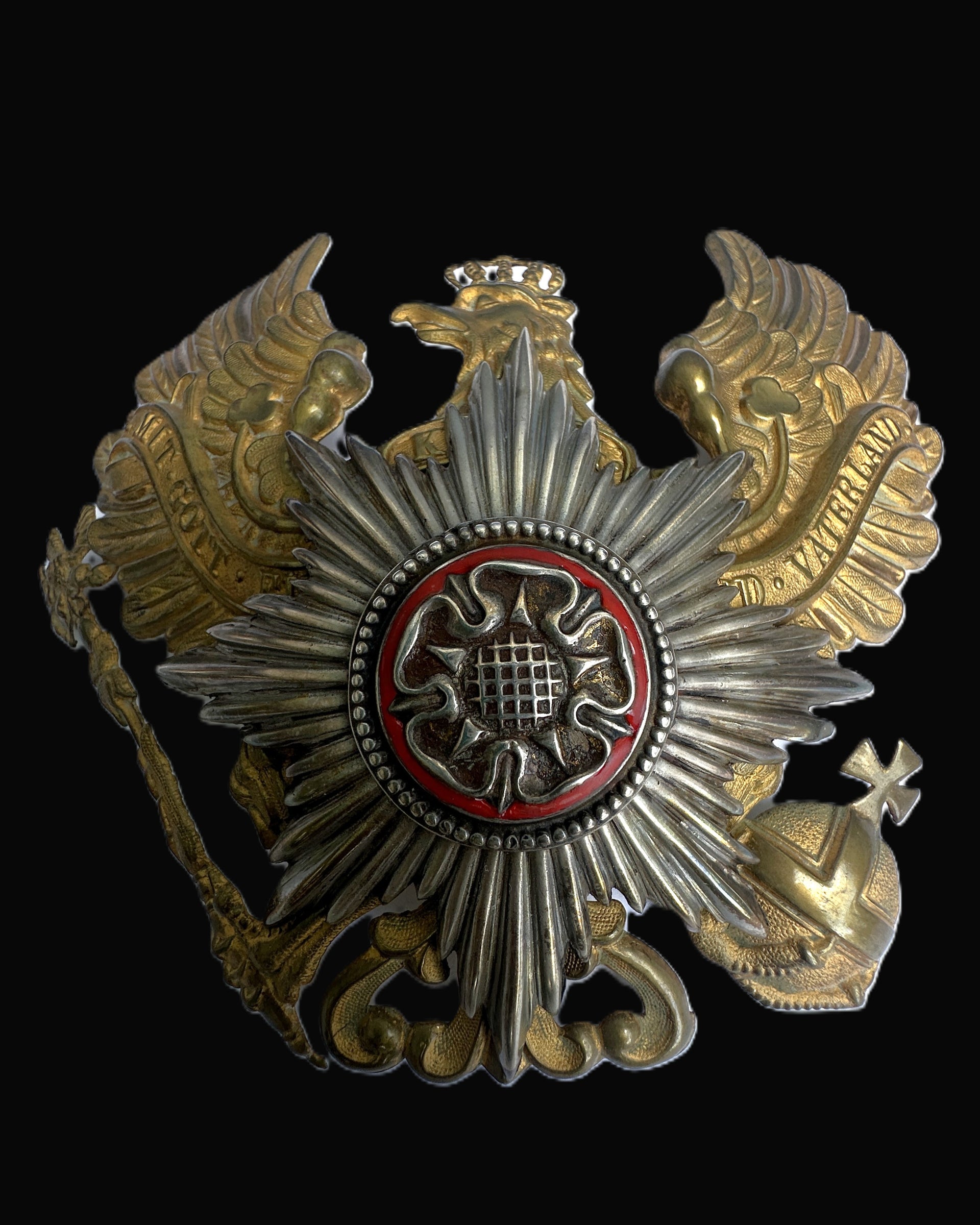 Imperial German Lippe-Detmold Pickelhaube Wappen Officer Star Original Plate