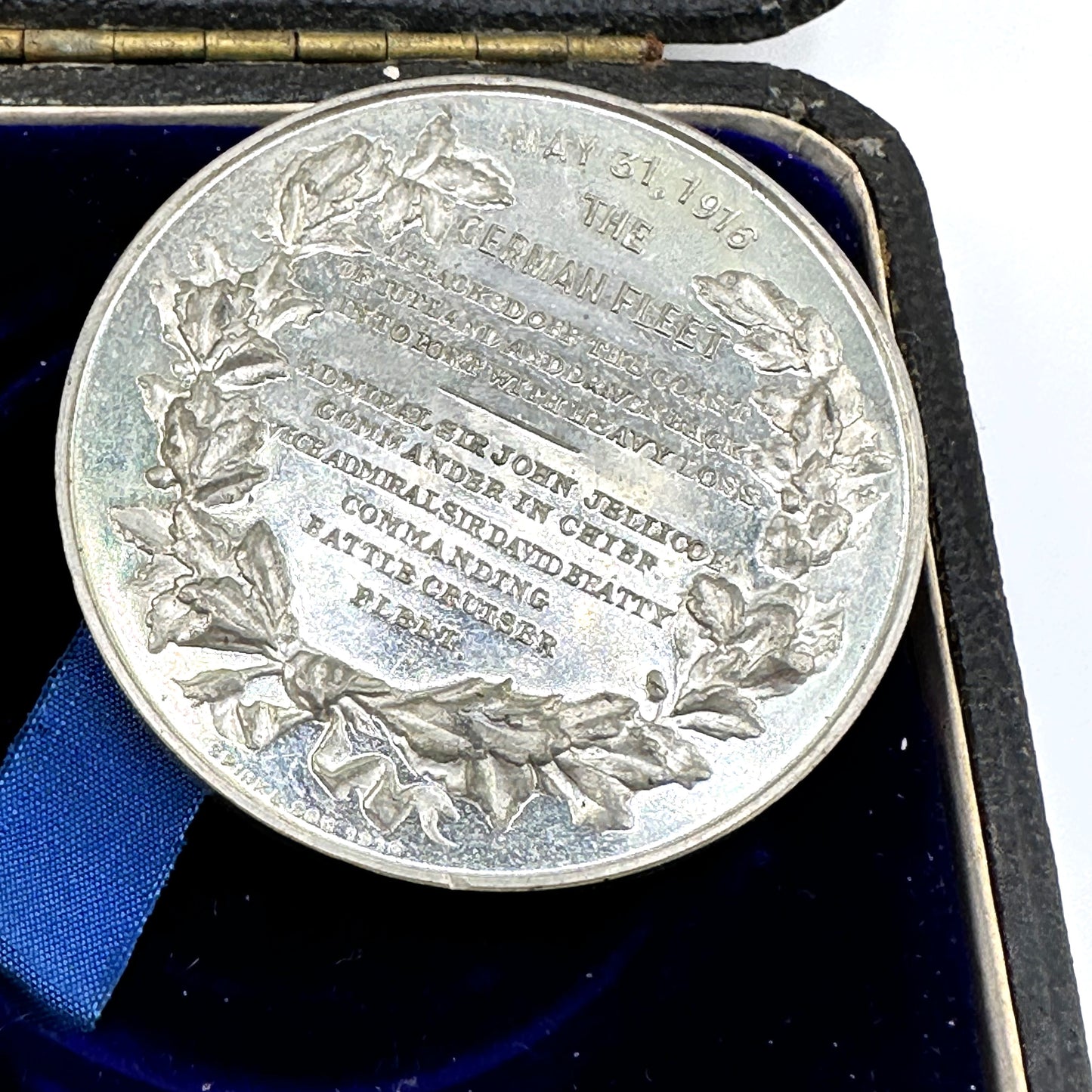 Cased British Table Medal Honoring the Sailors Who Died at the Battle of Jutland - Derrittmeister Militaria Group