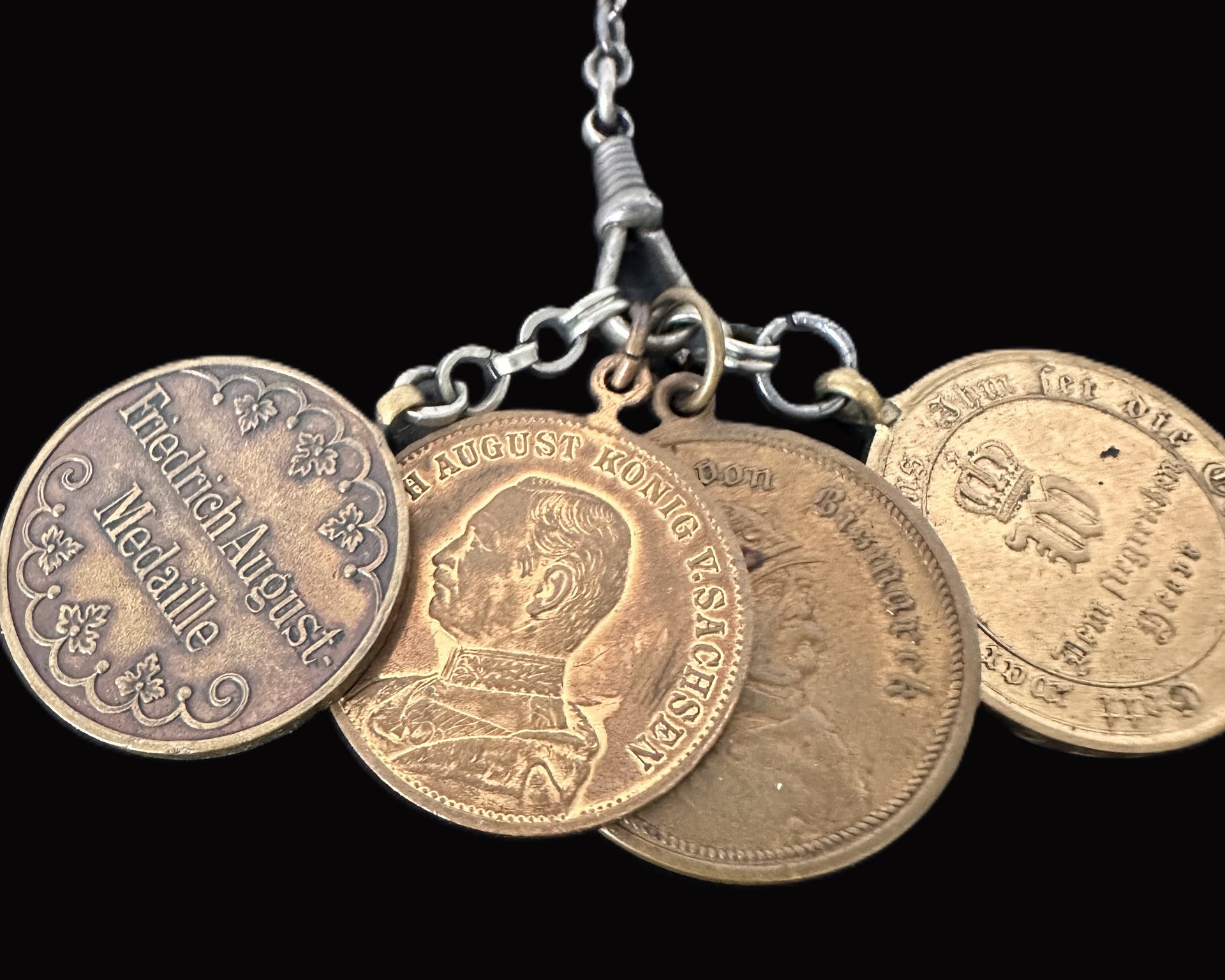 Imperial German Commemorative Medal Chain with Friedrich August and Wilhelm Medals