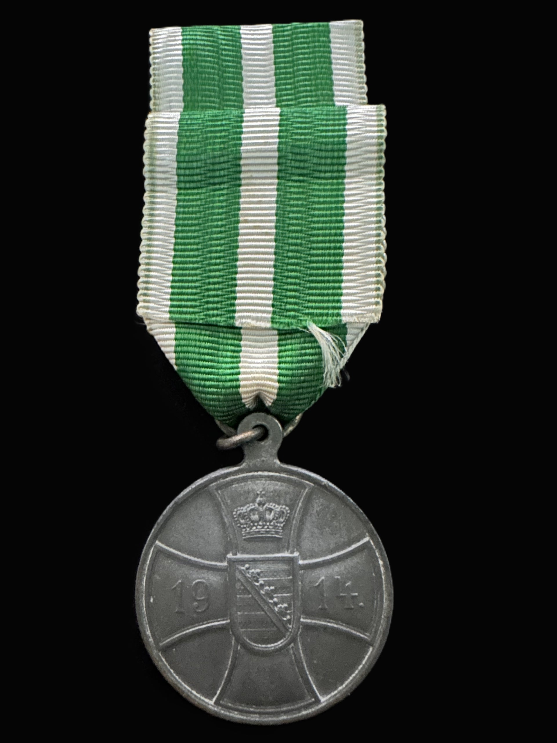 Saxony – Friedrich August Medal, Silver, World War I Issue with Original Ribbon