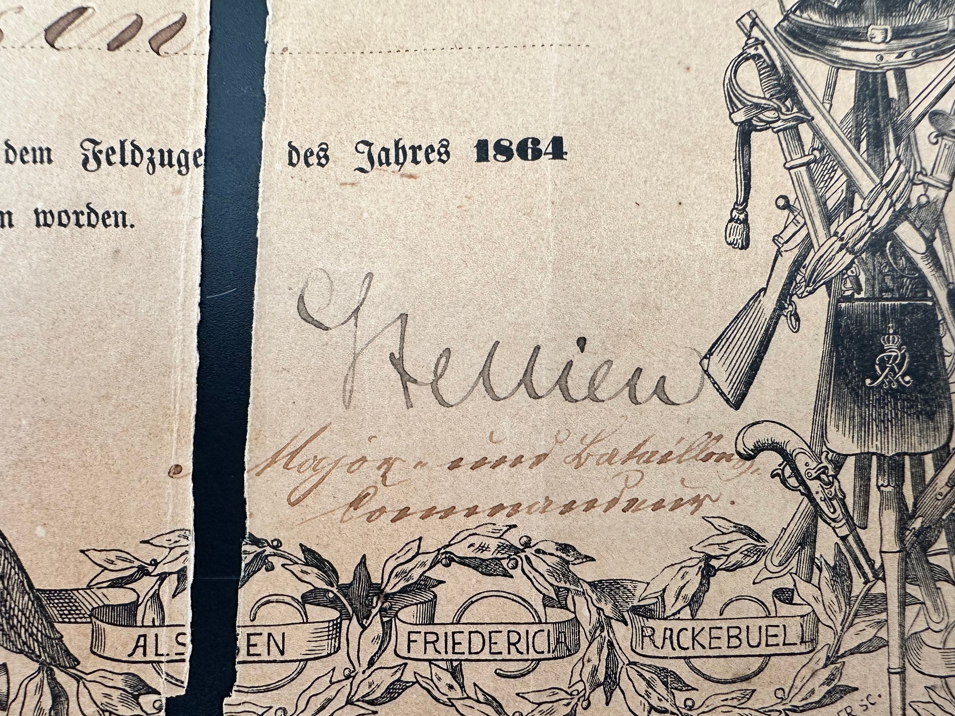 1864 Prussian War Campaign Service Recognition Certificate