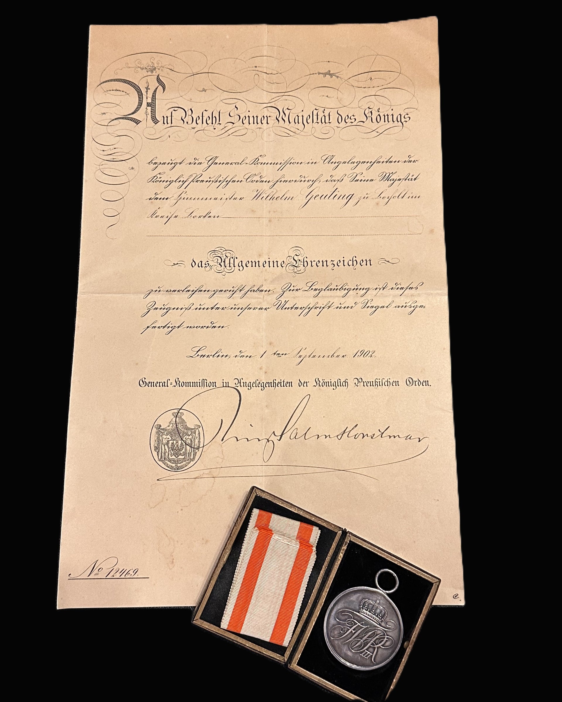 Prussia – Silver Merit Medal with Document Wilhelm II, 1902