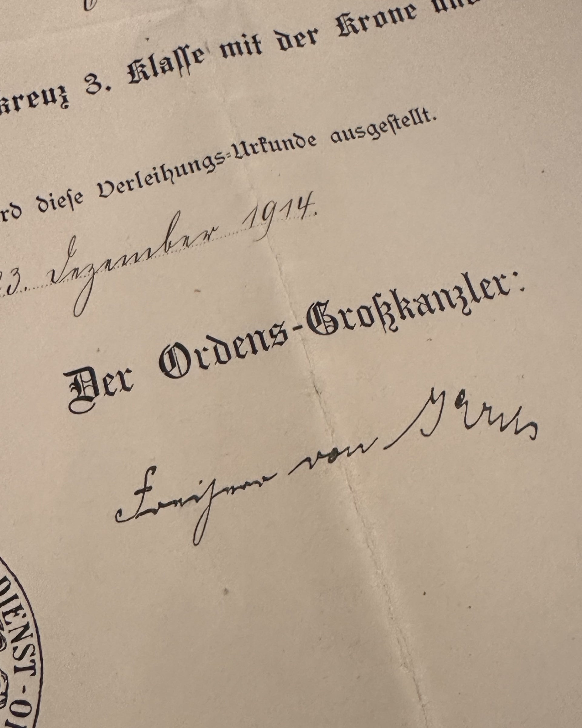 Bavarian Militär-Verdienstkreuz 3. Klasse mit Krone und Schwertern with Document