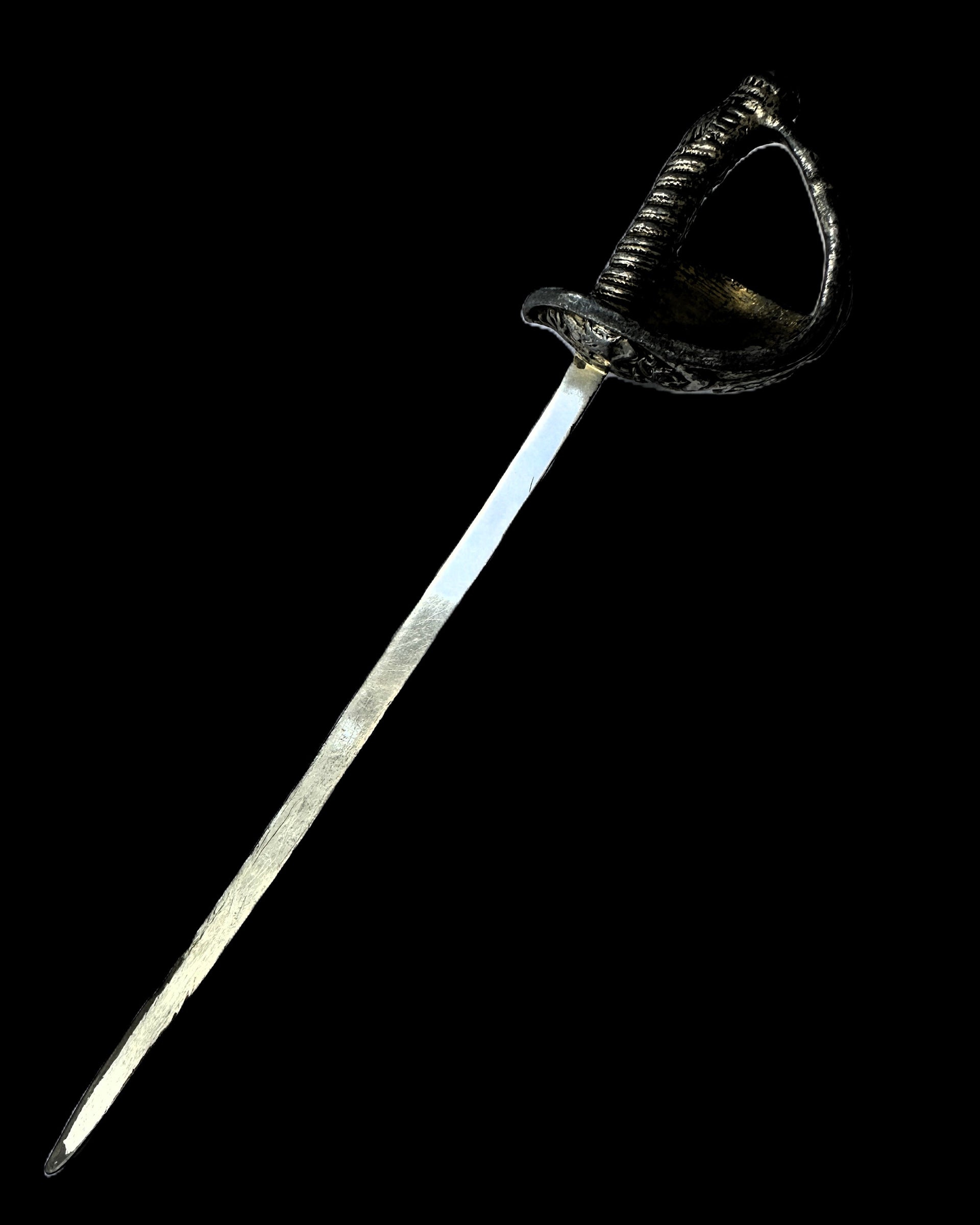 Imperial German Miniature Sword Letter Opener Pierced Guard Spiral Grip 7.75in