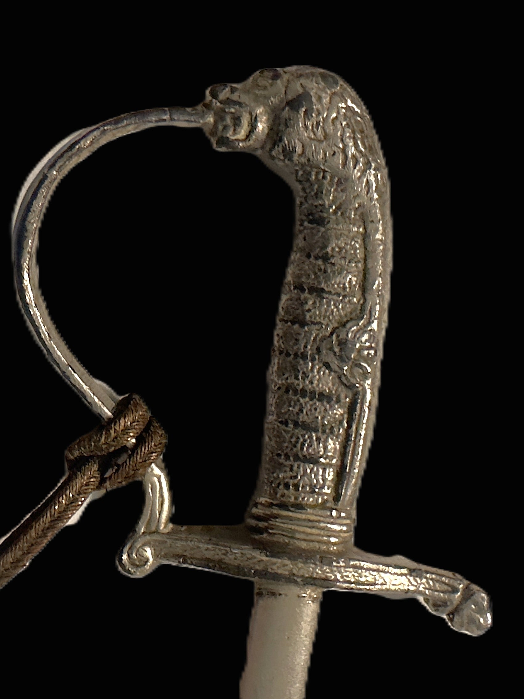 Imperial German Officer Lion Head Sabre Miniature Letter Opener with Portepee
