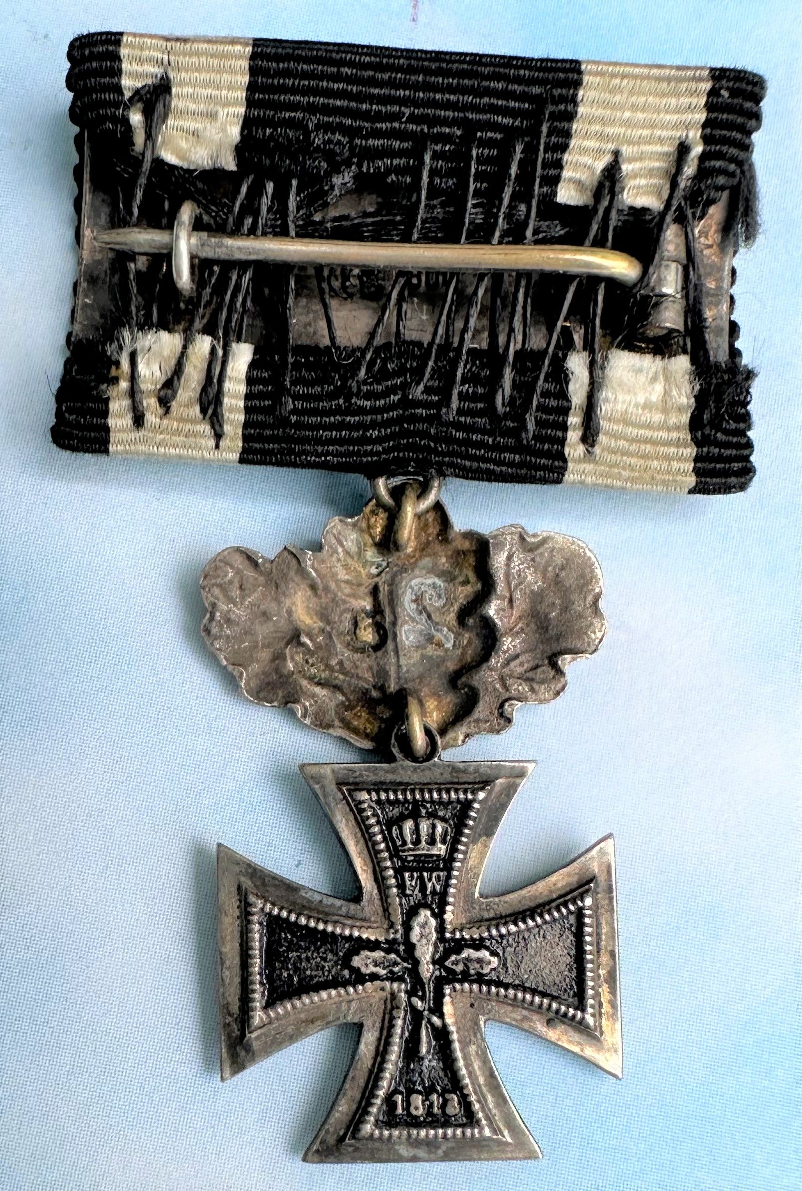 German Iron Cross Miniature 1870 2nd class with 25 year oak leaves and 1914 spange - Derrittmeister Militaria Group